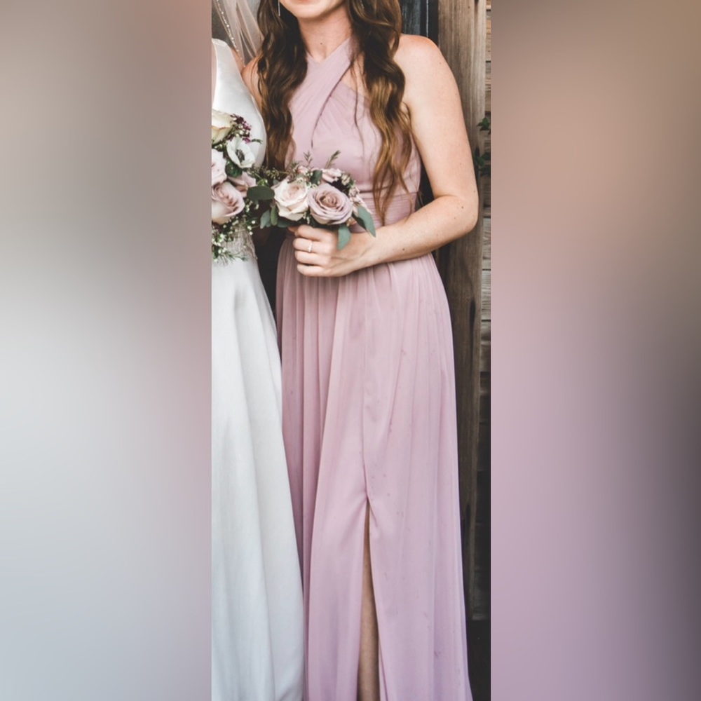 David’s Bridal Bridesmaid Dress Quartz Crisscross High-neck Mesh Style F19952